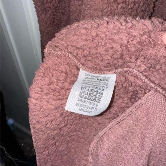 VS PINK Fuzzy Sherpa Hooded Teddy Cardigan Mauve size XS/S - Picture 4 of 7